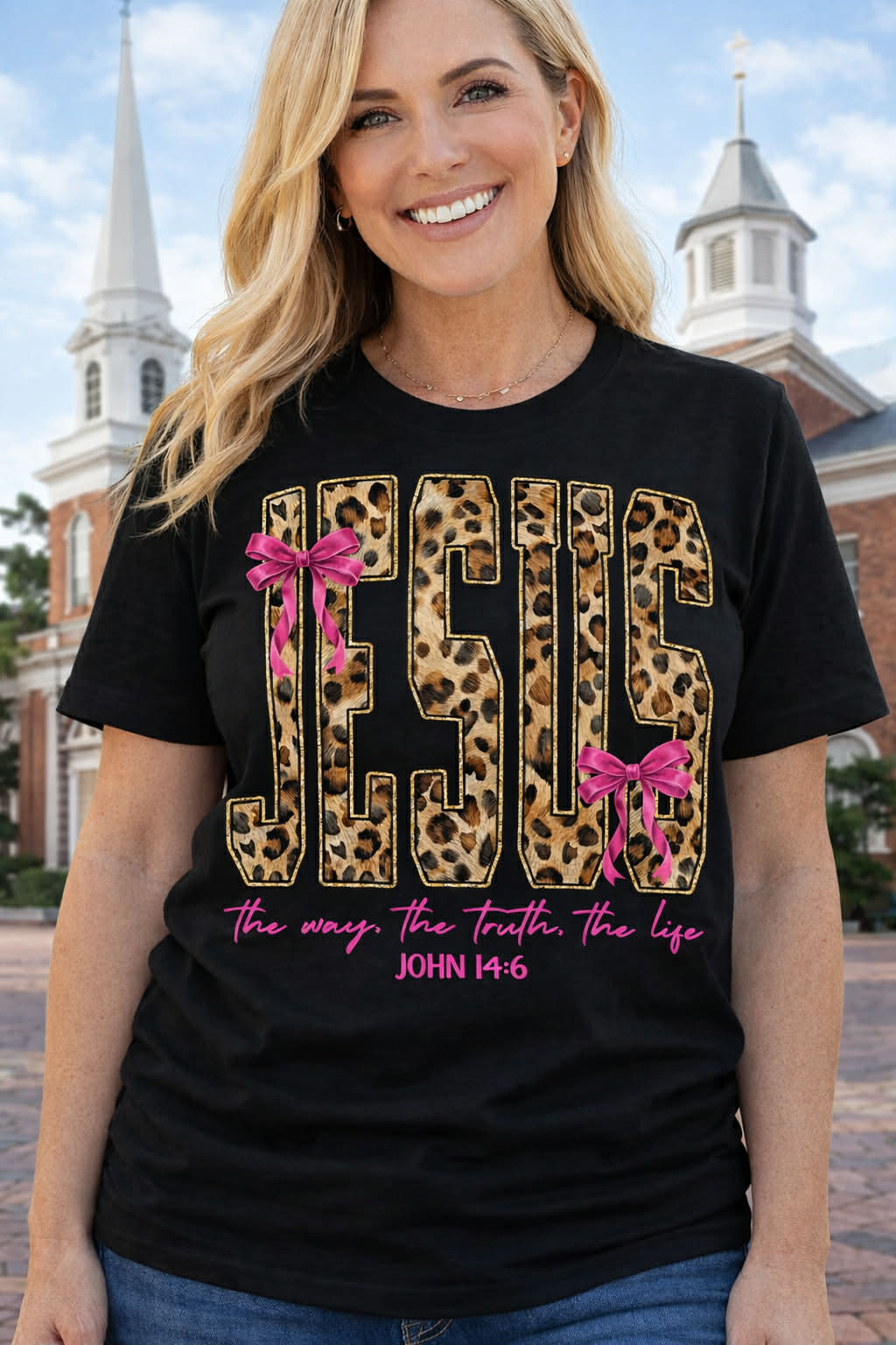 Leopard JESUS Shirt | Christian Women T-Shirt | John 14:6 Faith Tee | Christian Graphic Tee | Church Shirt | Religious Gift for Women