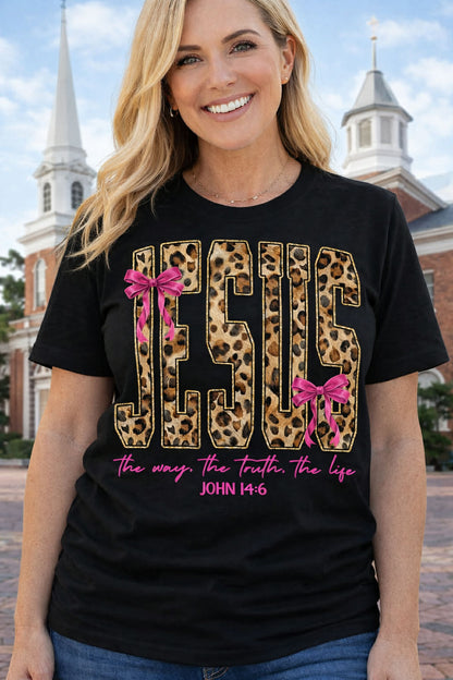 Leopard JESUS Shirt | Christian Women T-Shirt | John 14:6 Faith Tee | Christian Graphic Tee | Church Shirt | Religious Gift for Women