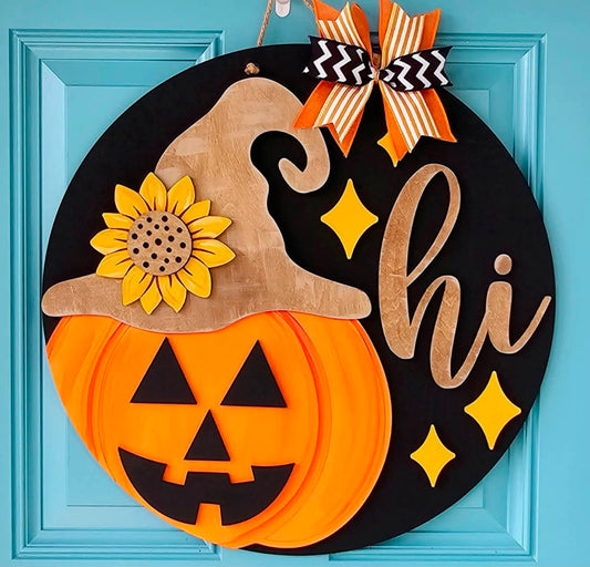 September 12th Paint Party Hi Jack o Lantern Door Hanger