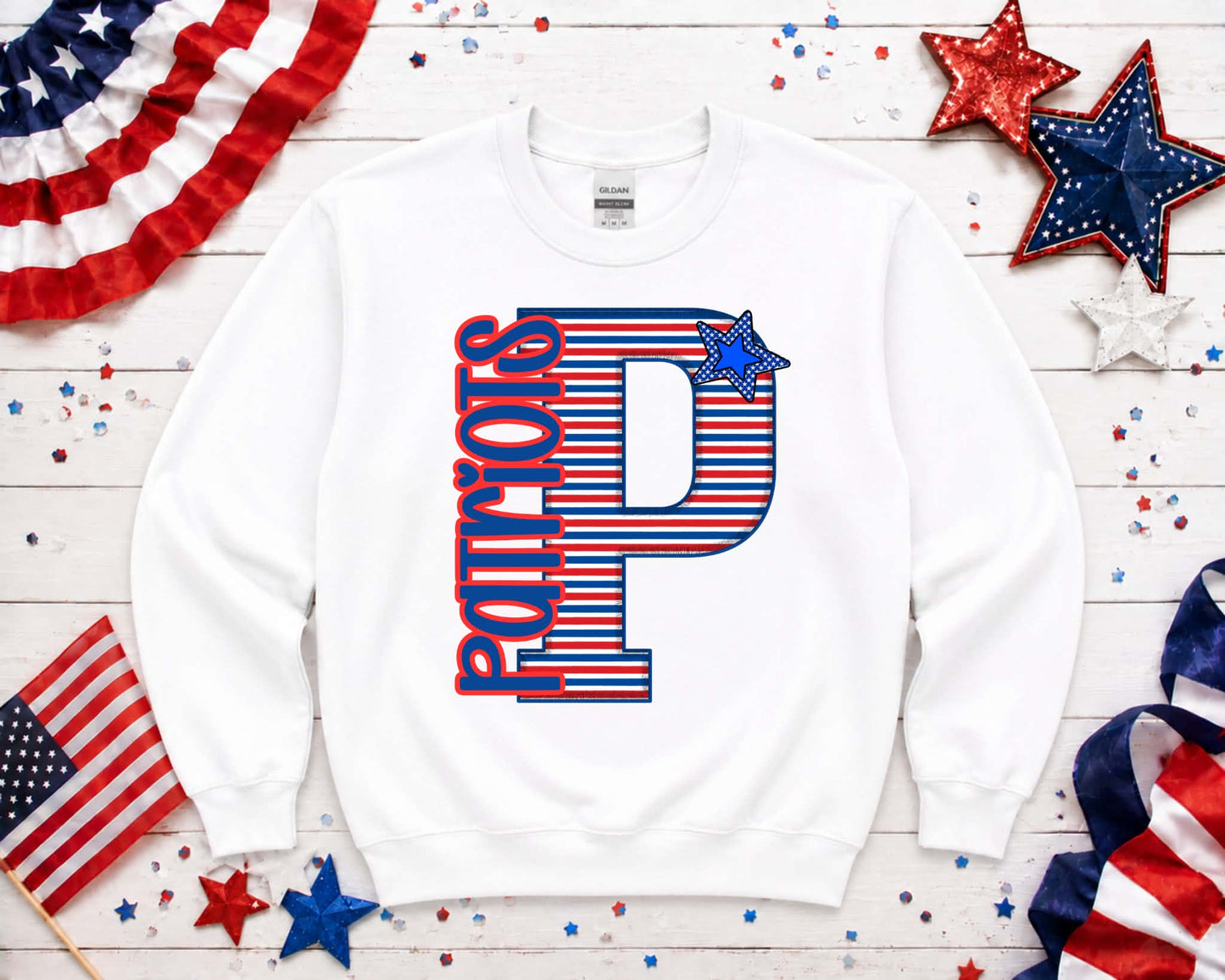 Patriots Red White and Blue Stripe Sweatshirt
