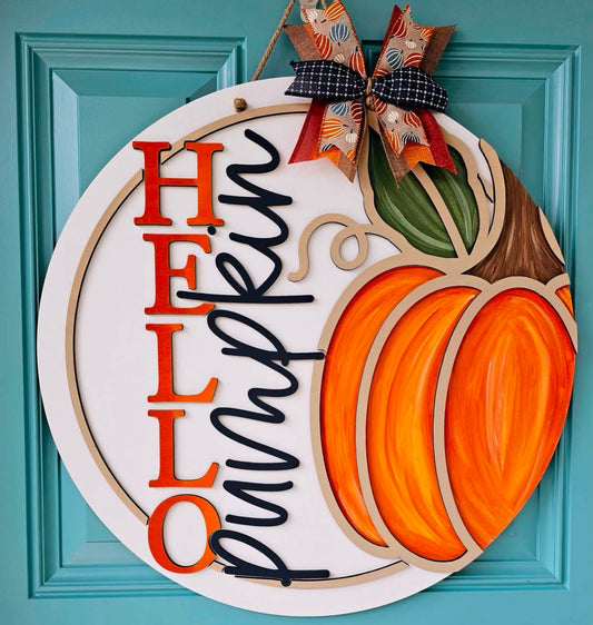 September 12th Door Hanger Paint Party Hello Pumpkin