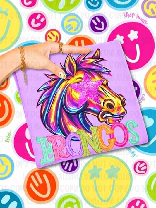 Neon Broncos Mascot Spirit Wear Tshirt