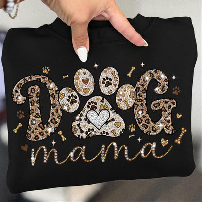 🐾 Dog Mama Shirt – Leopard Print Paw Graphic Tee – Cute Dog Lover Gift – Trendy Pet Mom Shirt
