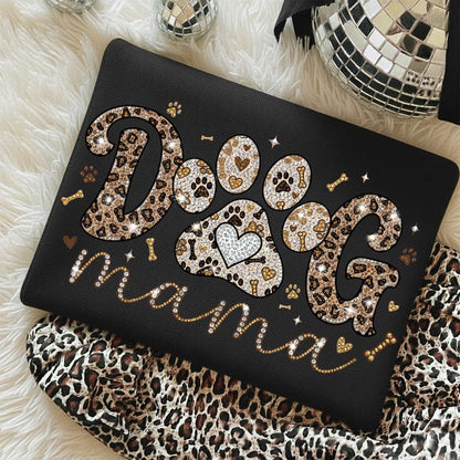 🐾 Dog Mama Shirt – Leopard Print Paw Graphic Tee – Cute Dog Lover Gift – Trendy Pet Mom Shirt