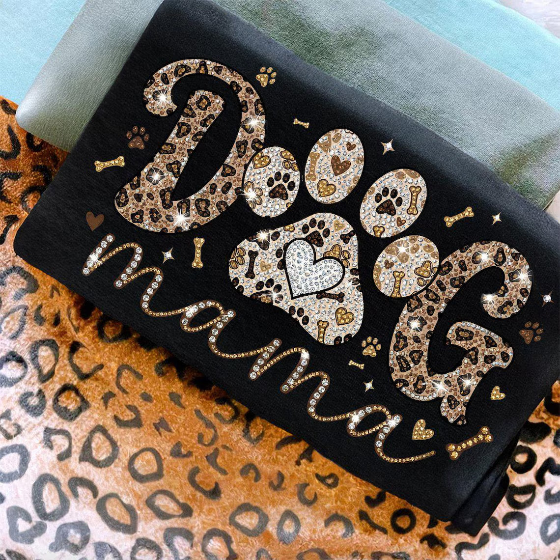 🐾 Dog Mama Shirt – Leopard Print Paw Graphic Tee – Cute Dog Lover Gift – Trendy Pet Mom Shirt