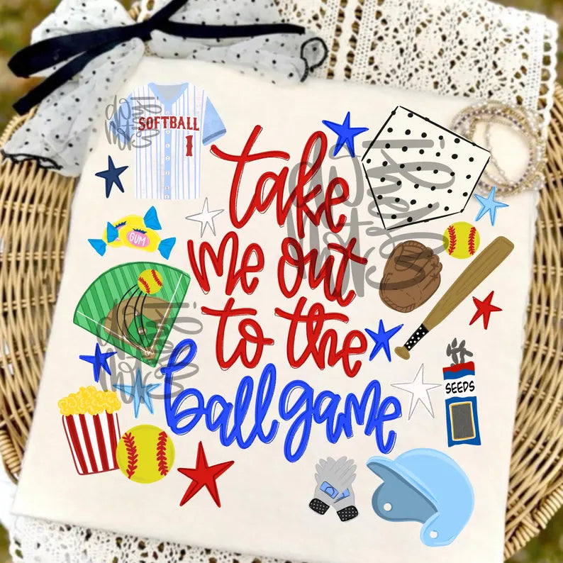 Take Me Out to the Ballgame Graphic Tee Softball Style