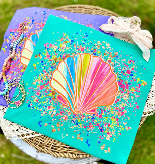 Rainbow Seashell Splash Tee