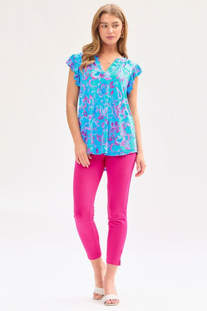 Dear Scarlett Lizzy Flutter Sleeve Top in Royal Blue