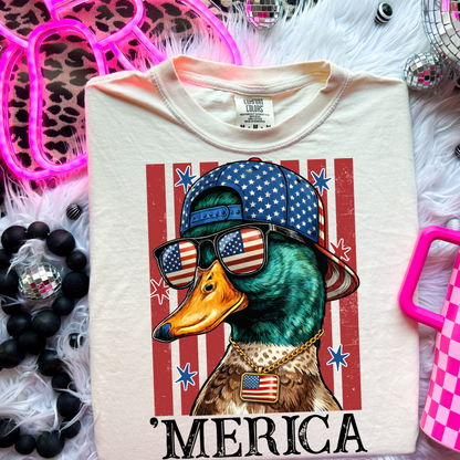 Merica Mallard Duck Patriotic Graphic Tee