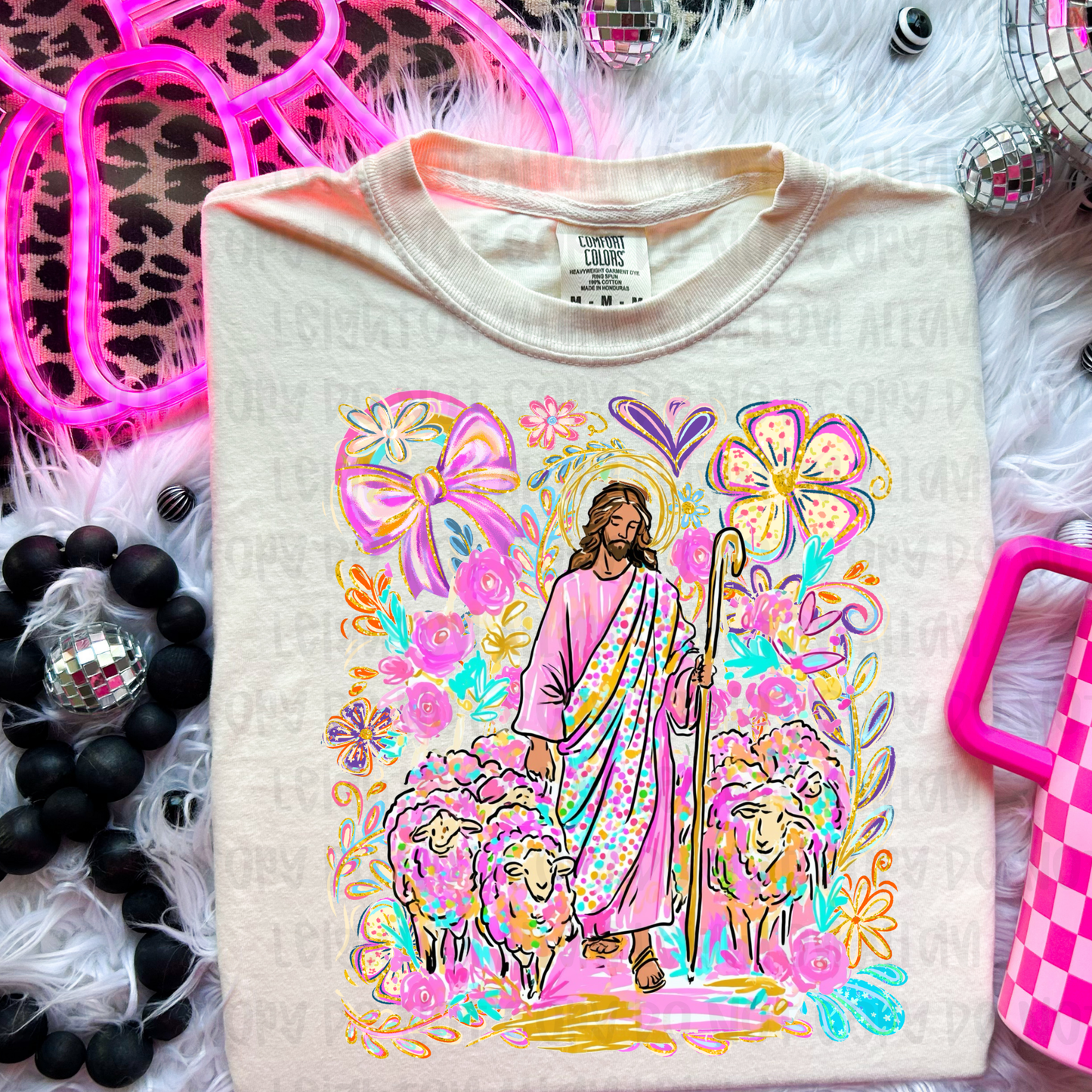 Jesus the Good Shepherd Shirt | Christian Shepherd and Sheep Graphic Tee | John 10 Faith Based Christian T-Shirt